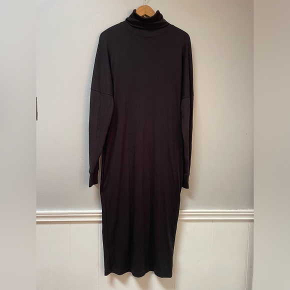 Missguided Black Ribbed Turtleneck Long Sleeve Sweater Midi Dress - Picture 3 of 8